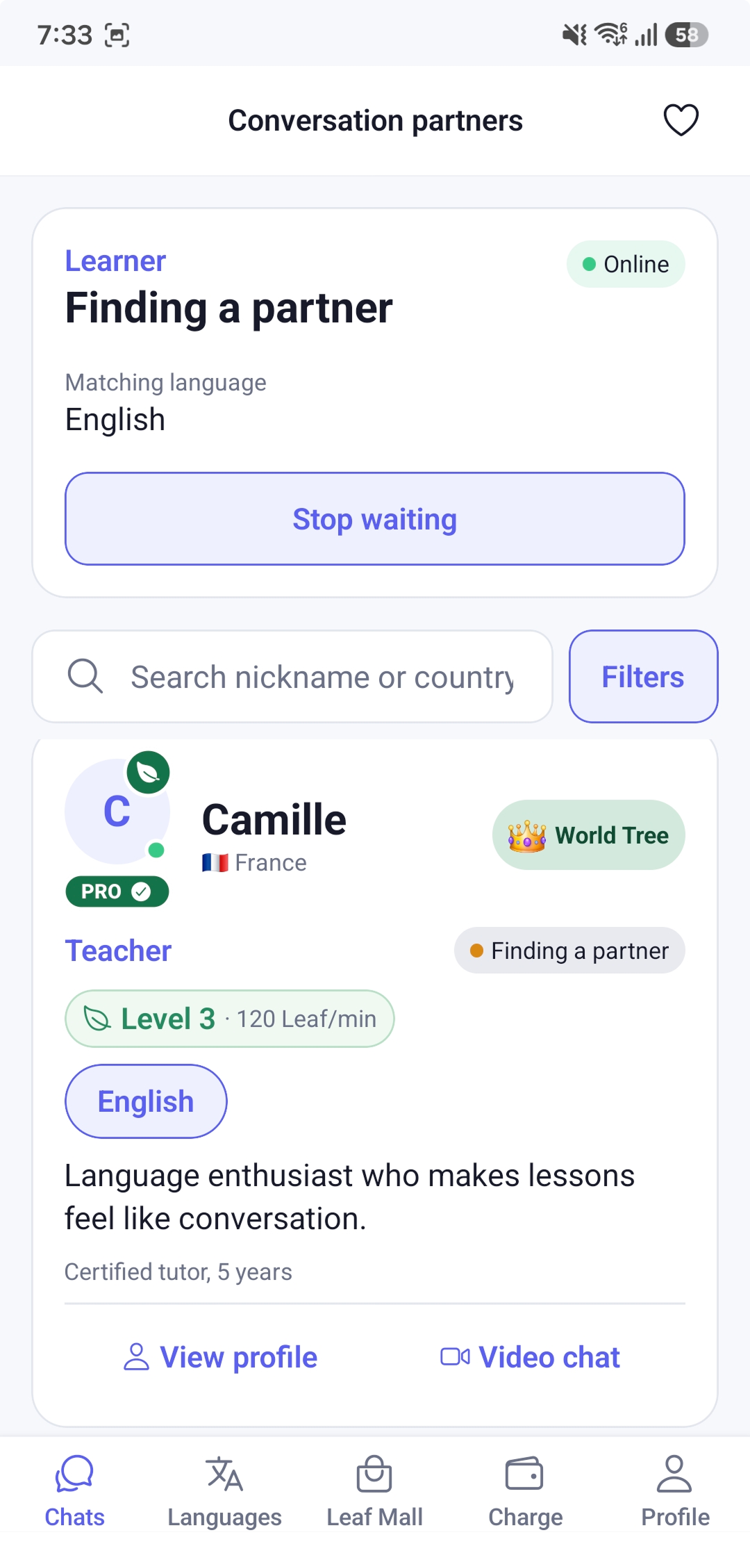 Tongotree actively finding a language partner